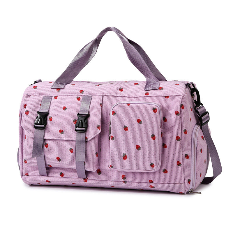 Floral Print Travel Duffel Bag with Detachable Adjustable Shoulder Strap