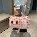 Floral Print Travel Duffel Bag with Detachable Adjustable Shoulder Strap