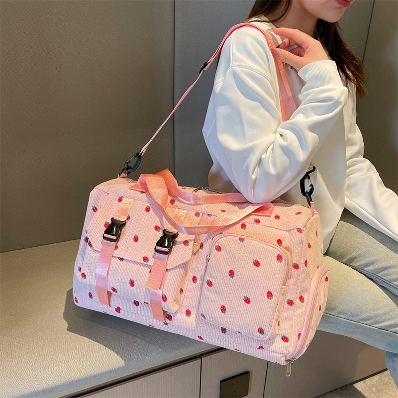 Floral Print Travel Duffel Bag with Detachable Adjustable Shoulder Strap