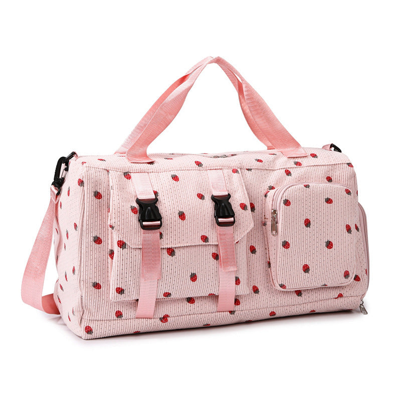 Floral Print Travel Duffel Bag with Detachable Adjustable Shoulder Strap