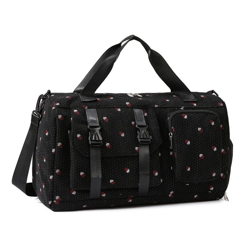 Floral Print Travel Duffel Bag with Detachable Adjustable Shoulder Strap