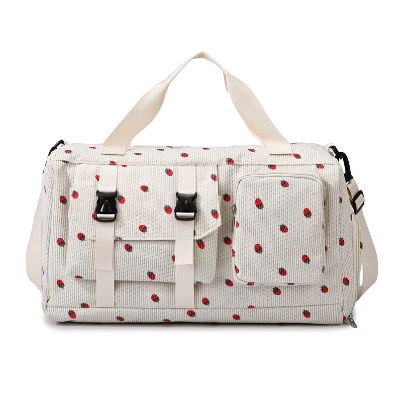 Floral Print Travel Duffel Bag with Detachable Adjustable Shoulder Strap