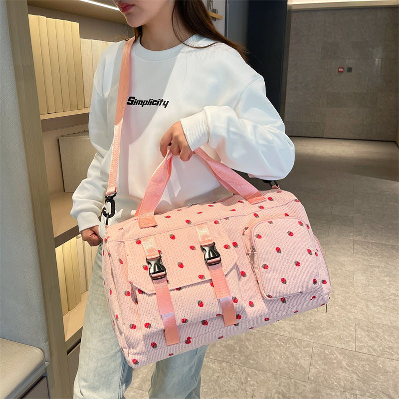 Floral Print Travel Duffel Bag with Detachable Adjustable Shoulder Strap