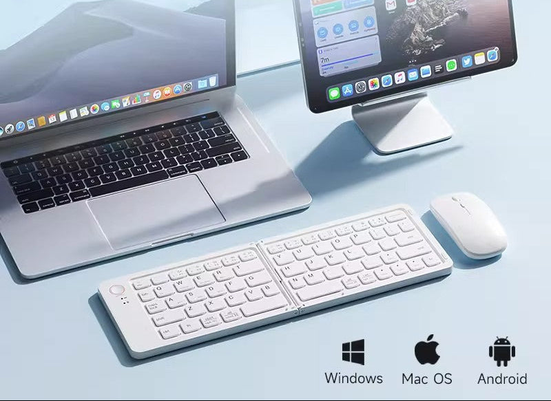 Foldable Bluetooth Keyboard and Mouse Combo for Windows, Mac, Android and iOS