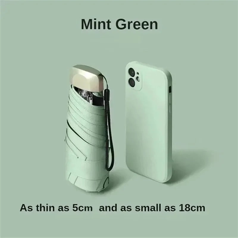 Foldable Mini Umbrella, 19 cm, Water-Repellent for Travel