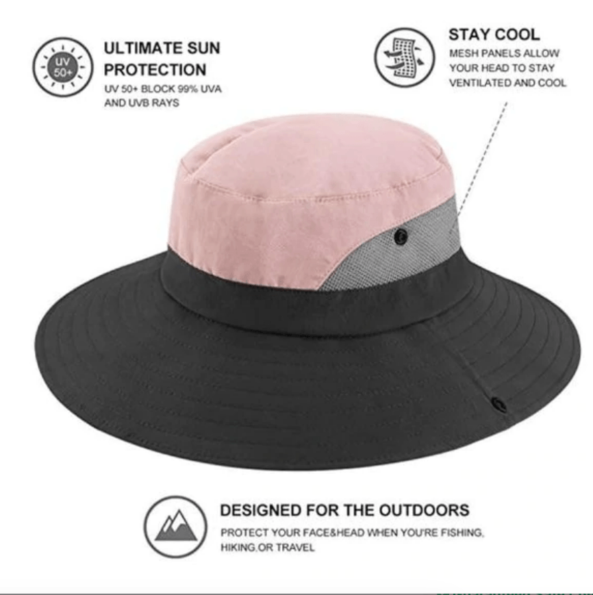 Foldable Polyester Sun Hat with Ponytail Slot, 56–58 cm