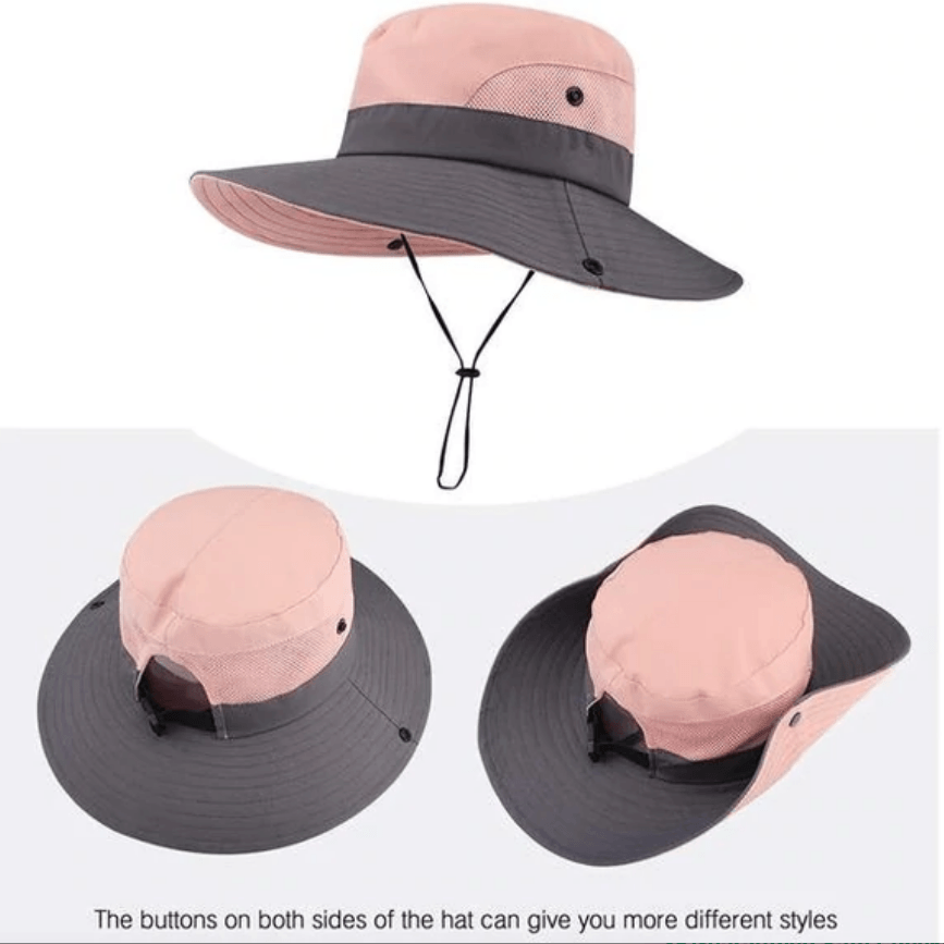 Foldable Polyester Sun Hat with Ponytail Slot, 56–58 cm