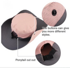 Foldable Polyester Sun Hat with Ponytail Slot, 56–58 cm
