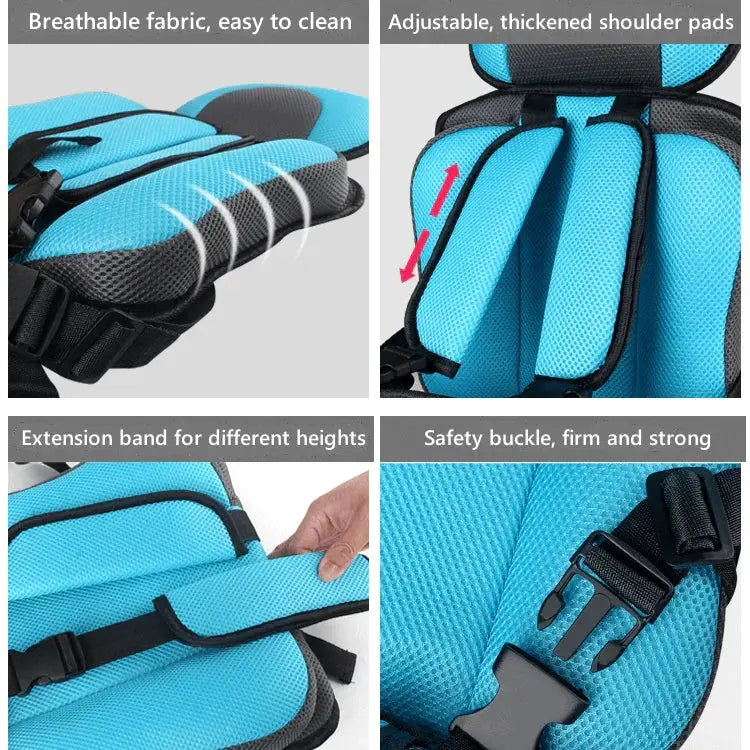 Foldable Portable Child Travel Car Seat with 5-Point Harness, Ages 0–12 Years