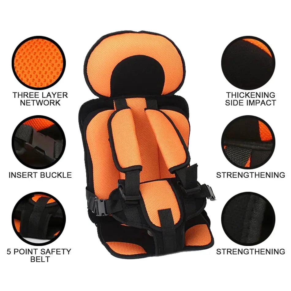 Foldable Portable Child Travel Car Seat with 5-Point Harness, Ages 0–12 Years