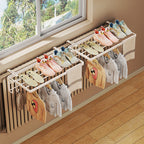 Foldable Radiator-Top Drying Rack with Shoe Shelf and Towel Holder