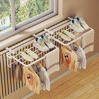 Foldable Radiator-Top Drying Rack with Shoe Shelf and Towel Holder