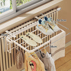 Foldable Radiator-Top Drying Rack with Shoe Shelf and Towel Holder