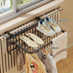 Foldable Radiator-Top Drying Rack with Shoe Shelf and Towel Holder