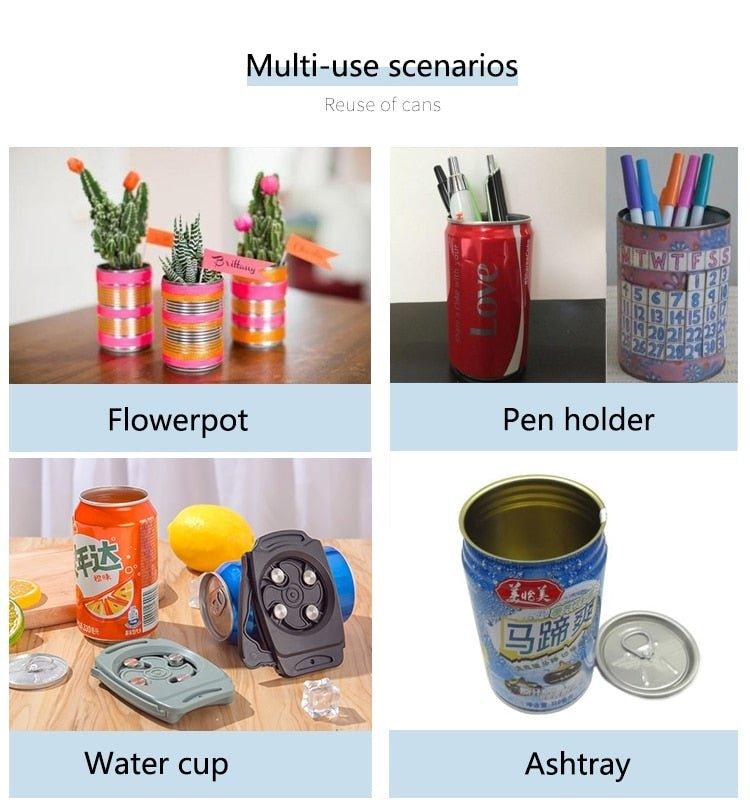 Foldable Topless Can Opener for 8–19 oz Beverage Cans, ABS Plastic