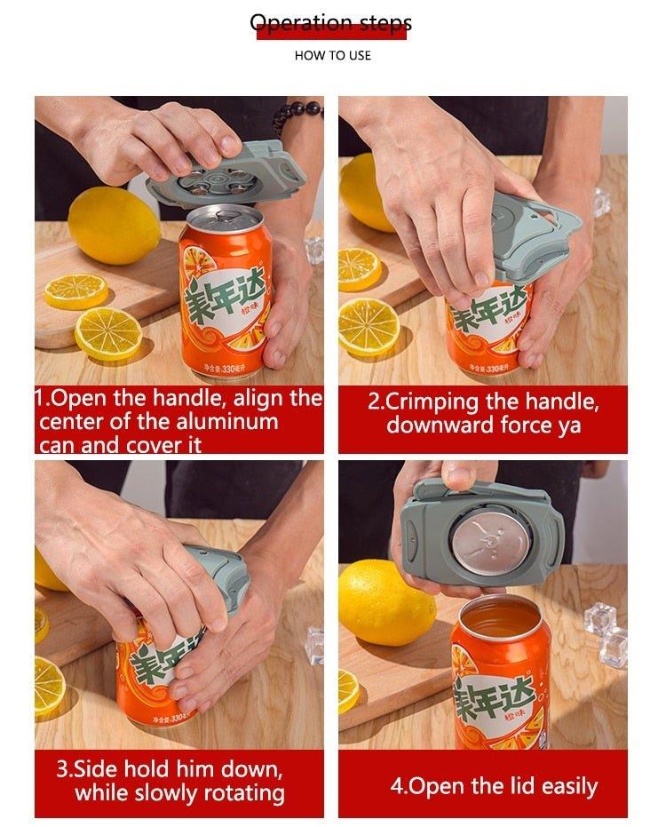 Foldable Topless Can Opener for 8–19 oz Beverage Cans, ABS Plastic
