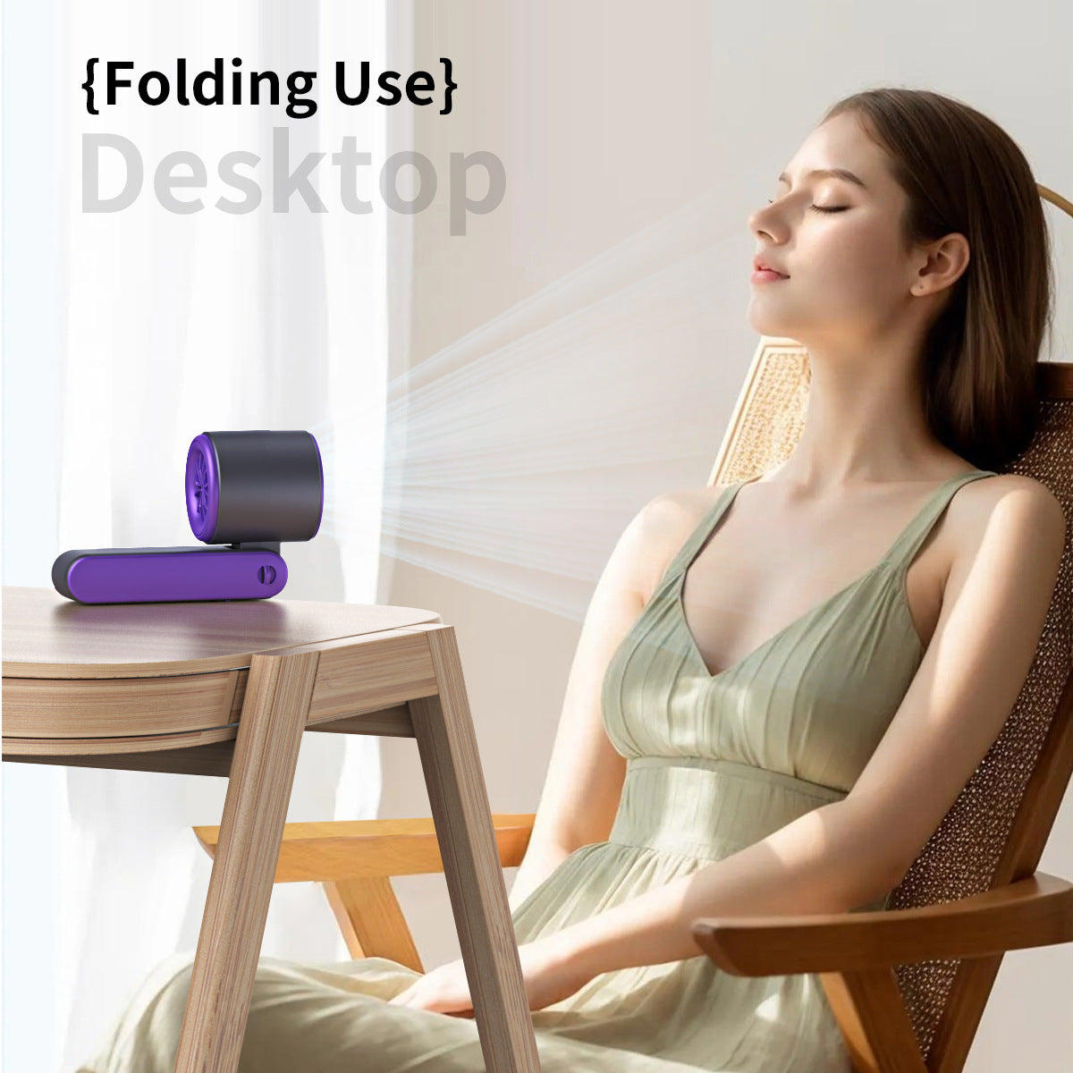 Folding Silent Portable Fan with Cold Compress, Rechargeable Battery