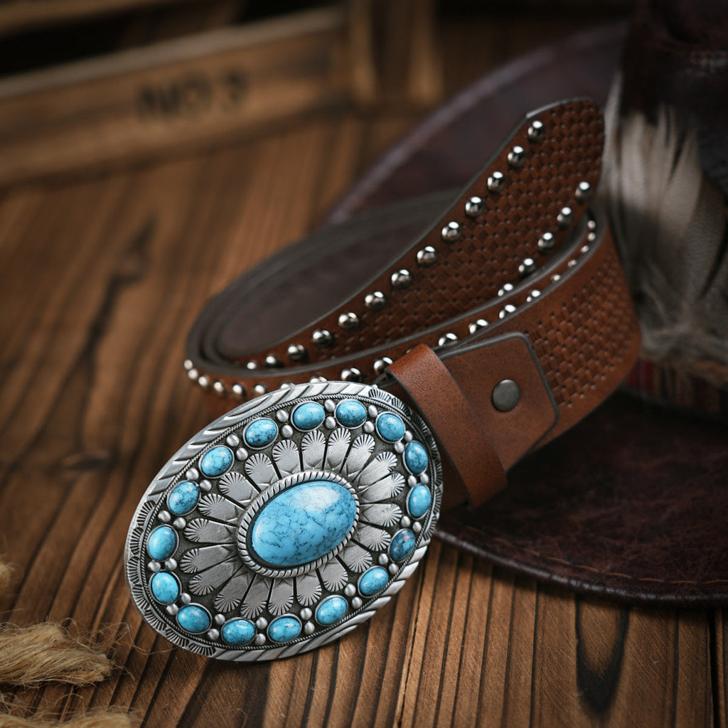 Men's Western Style Vegan Leather Belt - Metal Buckle, Durable, view 11
