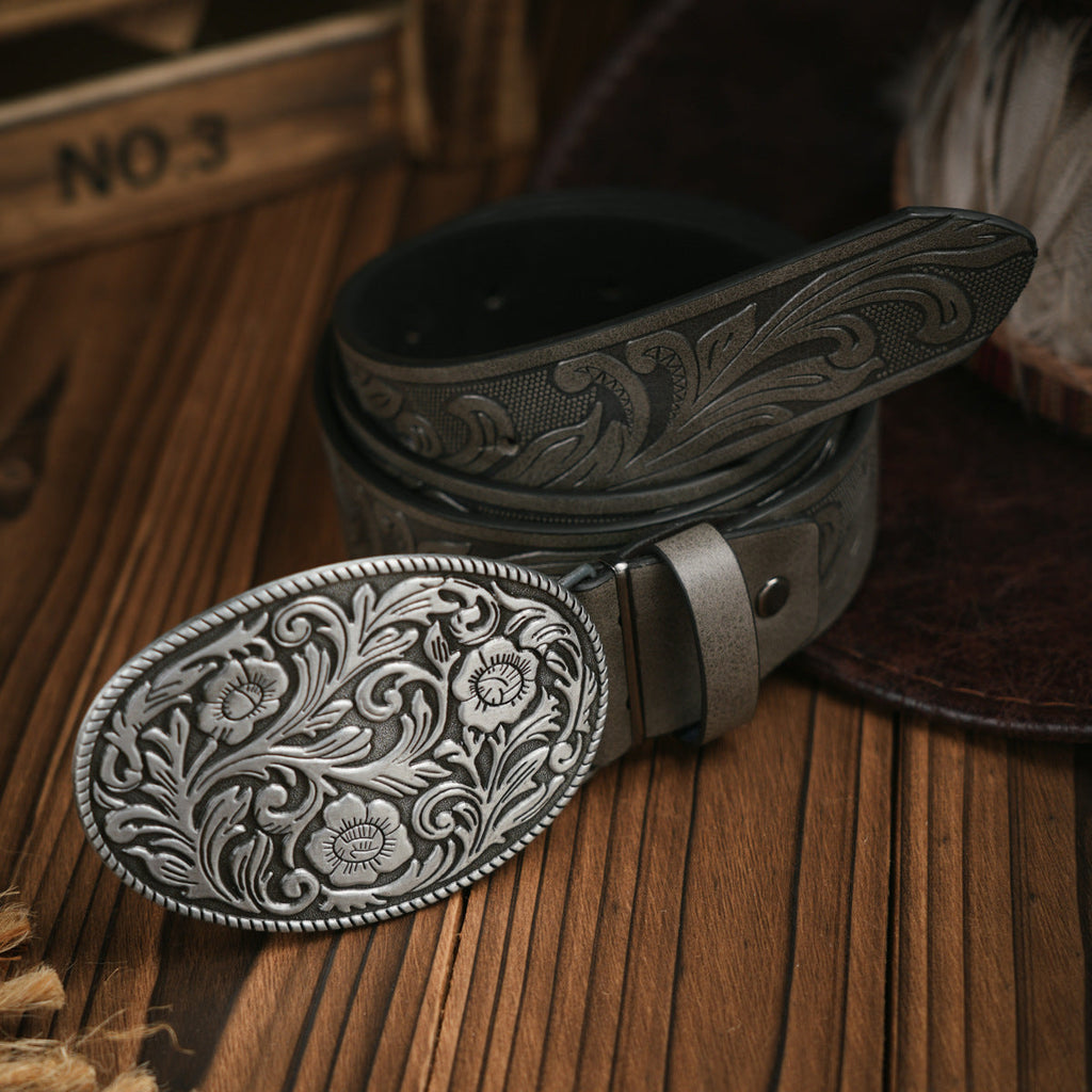 Men's Western Style Vegan Leather Belt - Metal Buckle, Durable, view 3
