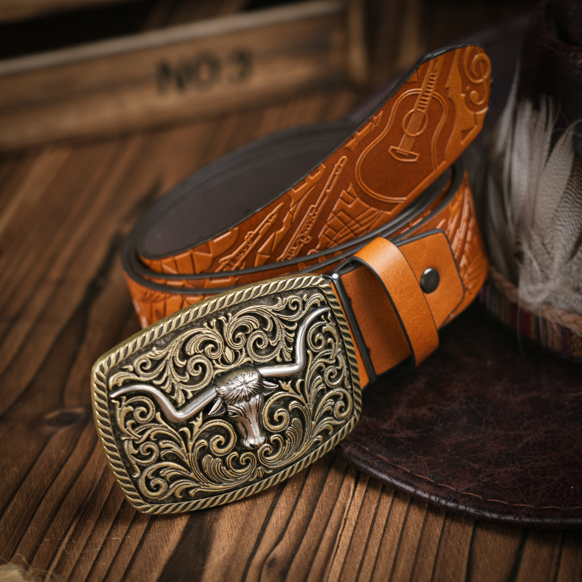 Men's Western Style Vegan Leather Belt - Metal Buckle, Durable, view 8