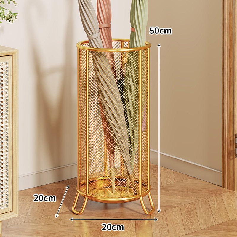 Freestanding Metal Mesh Umbrella and Walking Stick Holder with Raised Ring Base