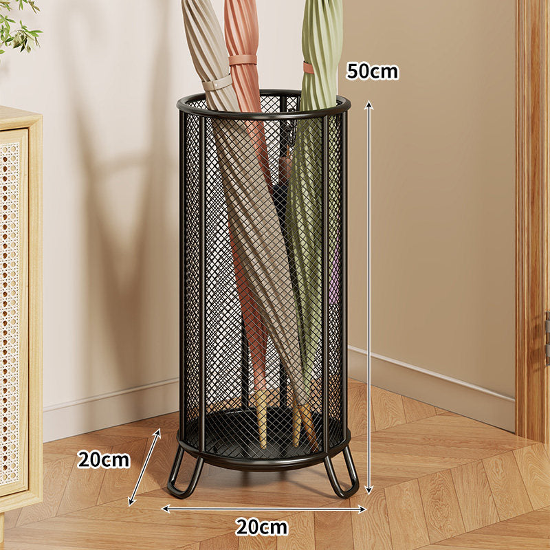 Freestanding Metal Mesh Umbrella and Walking Stick Holder with Raised Ring Base