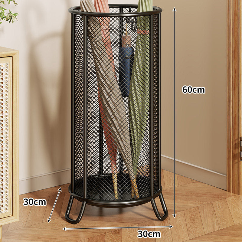 Freestanding Metal Mesh Umbrella and Walking Stick Holder with Raised Ring Base