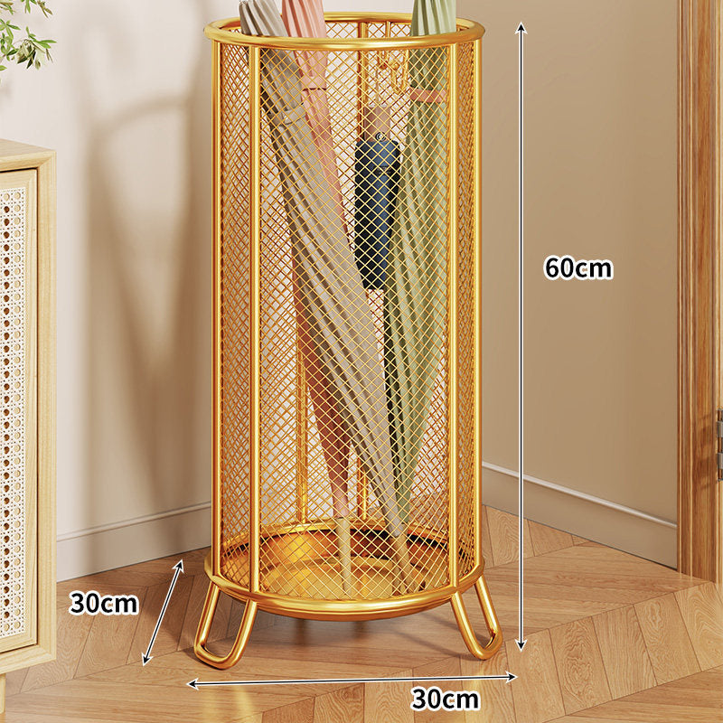 Freestanding Metal Mesh Umbrella and Walking Stick Holder with Raised Ring Base
