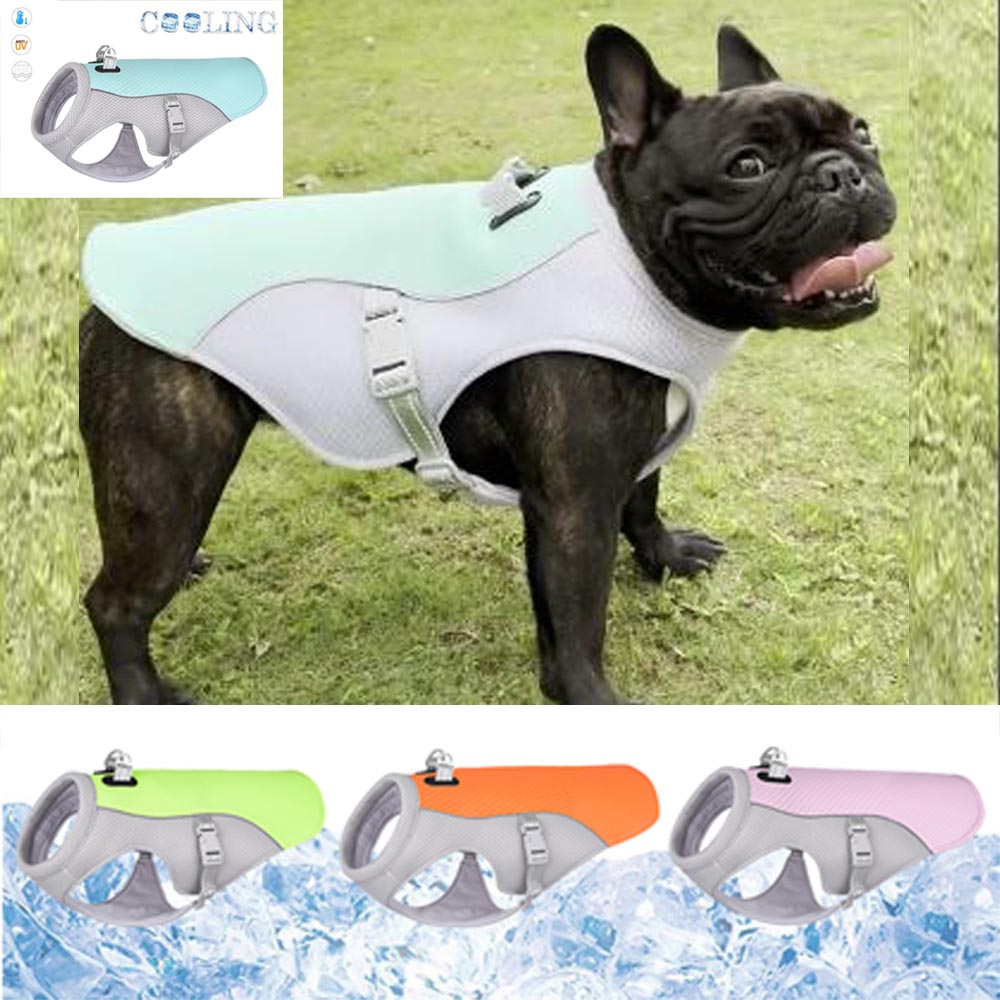 French Bulldog Summer Cooling Vest, Polyester, Reflective Strips