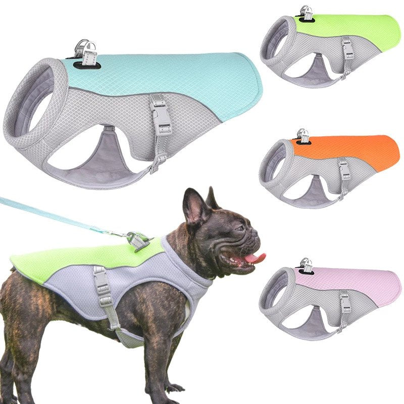 French Bulldog Summer Cooling Vest, Polyester, Reflective Strips