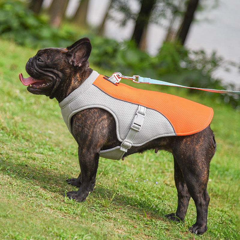 French Bulldog Summer Cooling Vest, Polyester, Reflective Strips