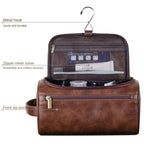Full-Grain Leather Toiletry Bag, 25 x 13 x 13 cm, Waterproof Lining