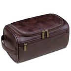 Full-Grain Leather Toiletry Bag, 25 x 13 x 13 cm, Waterproof Lining