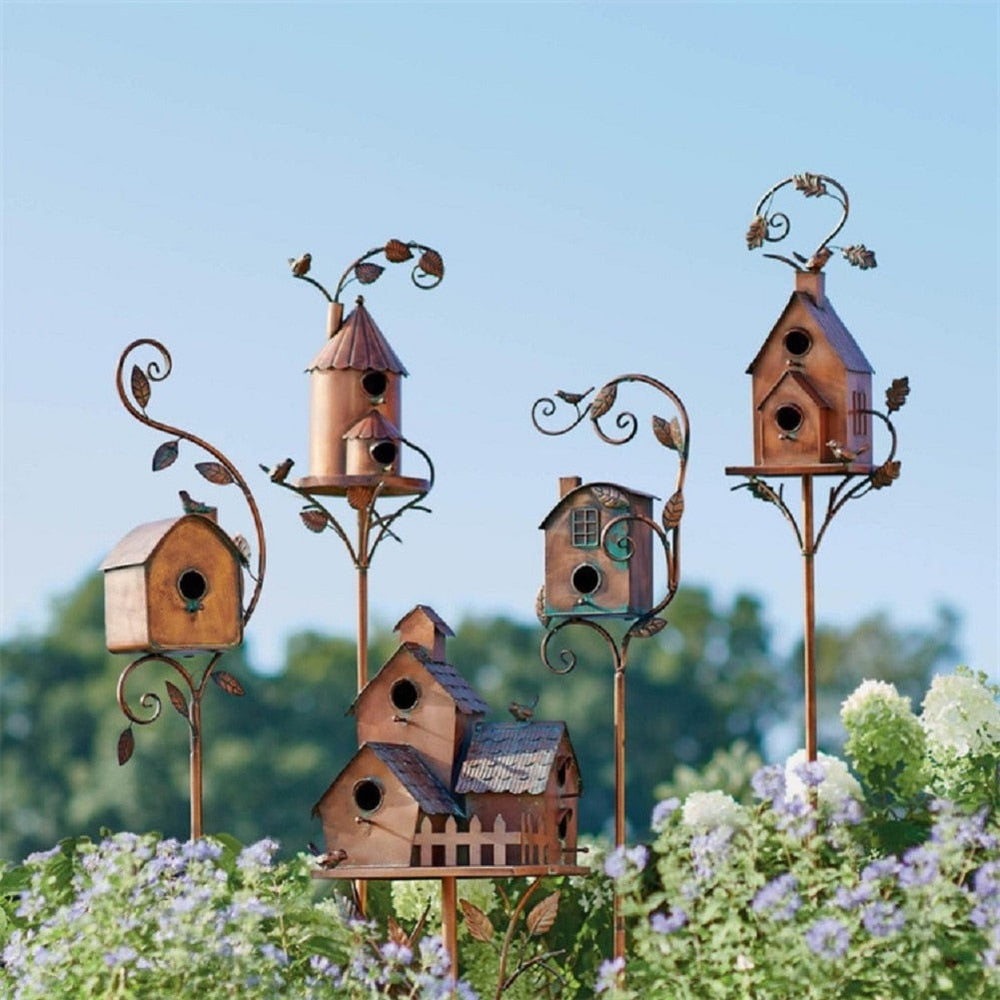 Decorative Garden Birdhouse - Weather-Resistant, Compact, Lightweight