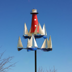 Kinetic Art Wind Sculpture for Garden - Red White Blue, Solid Metal, 38 Inches, view 3