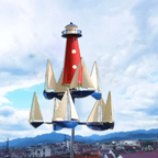 Kinetic Art Wind Sculpture for Garden - Red White Blue, Solid Metal, 38 Inches, view 4