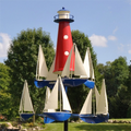 Kinetic Art Wind Sculpture for Garden - Red White Blue, Solid Metal, 38 Inches