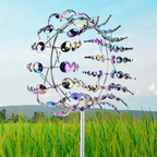 Solar-Powered 3D Kinetic Wind Sculpture for Gardens - 24 in Height, view 2