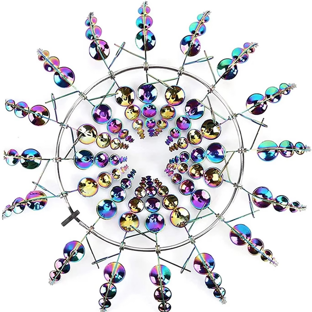 Solar-Powered 3D Kinetic Wind Sculpture for Gardens - 24 in Height, view 3