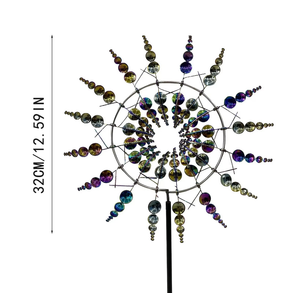 Solar-Powered 3D Kinetic Wind Sculpture for Gardens - 24 in Height, view 7