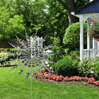 Garden Wind Spinner Sculpture in Silver Metal - 76 cm Iron, All-Weather, view 2