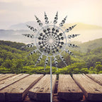 Garden Wind Spinner Sculpture in Silver Metal - 76 cm Iron, All-Weather, view 3