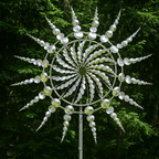 Garden Wind Spinner Sculpture in Silver Metal - 76 cm Iron, All-Weather, view 5
