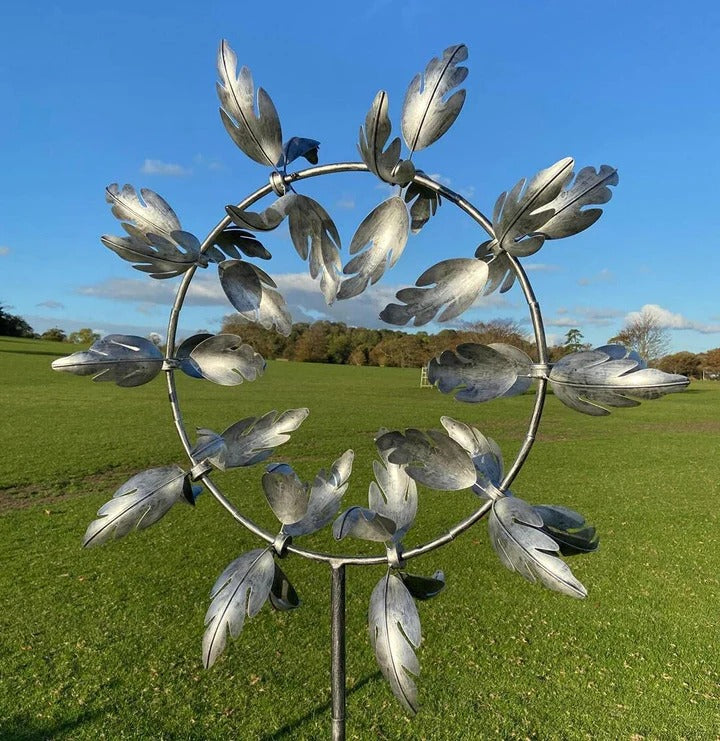 Kinetic Metal Windmill Spinner for Garden - Weatherproof, Dual-Motion Design, view 4