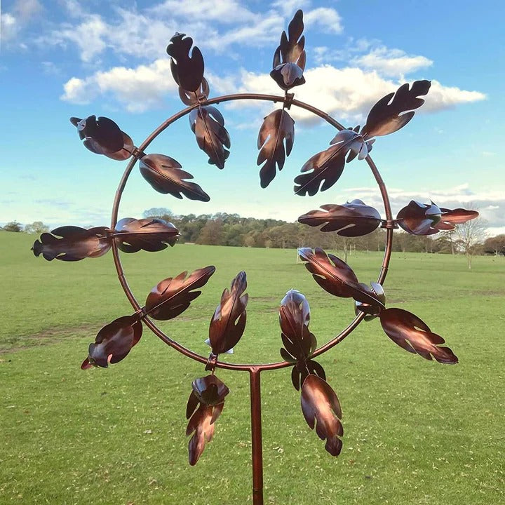 Kinetic Metal Windmill Spinner for Garden - Weatherproof, Dual-Motion Design