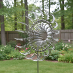 Outdoor Metal Windmill Kinetic Spinner - Powder-Coated Steel, 151 cm Height, view 2