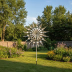 Outdoor Metal Windmill Kinetic Spinner - Powder-Coated Steel, 151 cm Height, view 3