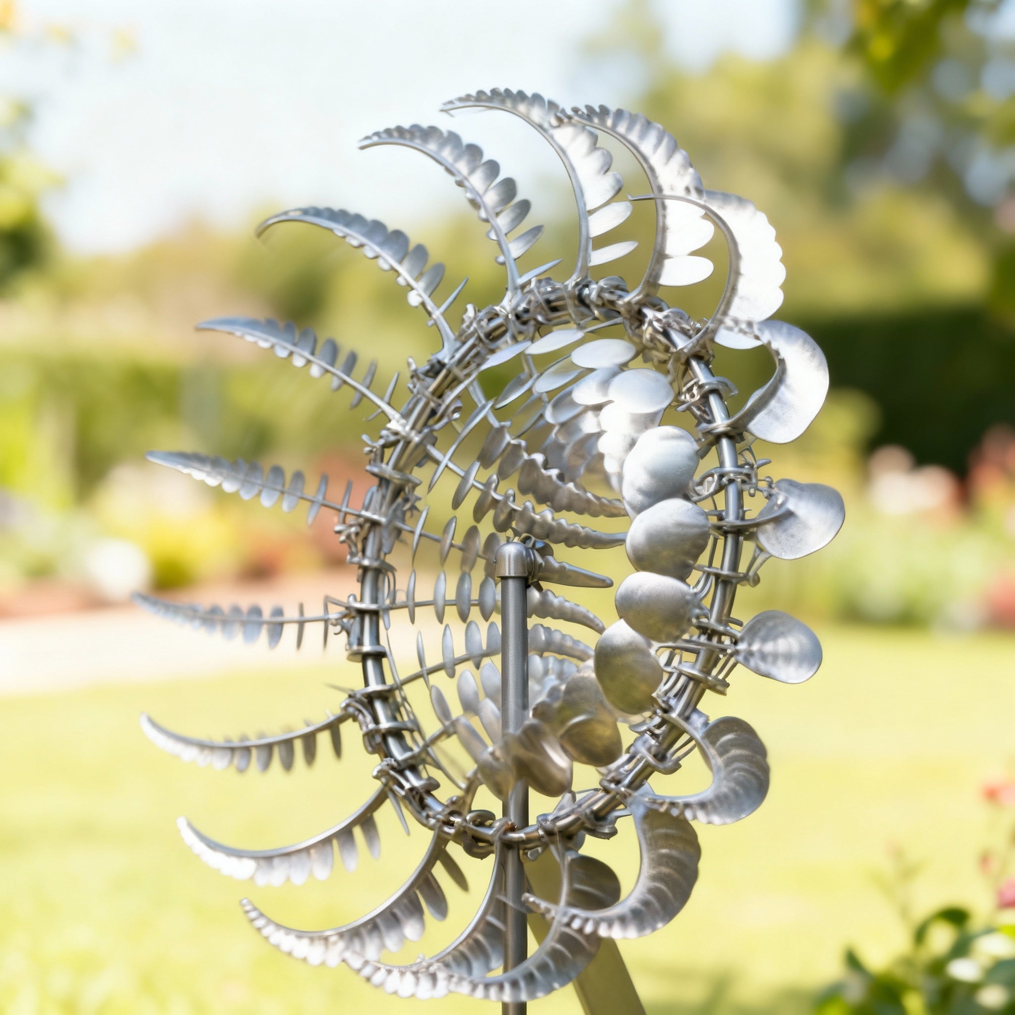 Outdoor Metal Windmill Kinetic Spinner - Powder-Coated Steel, 151 cm Height, view 4
