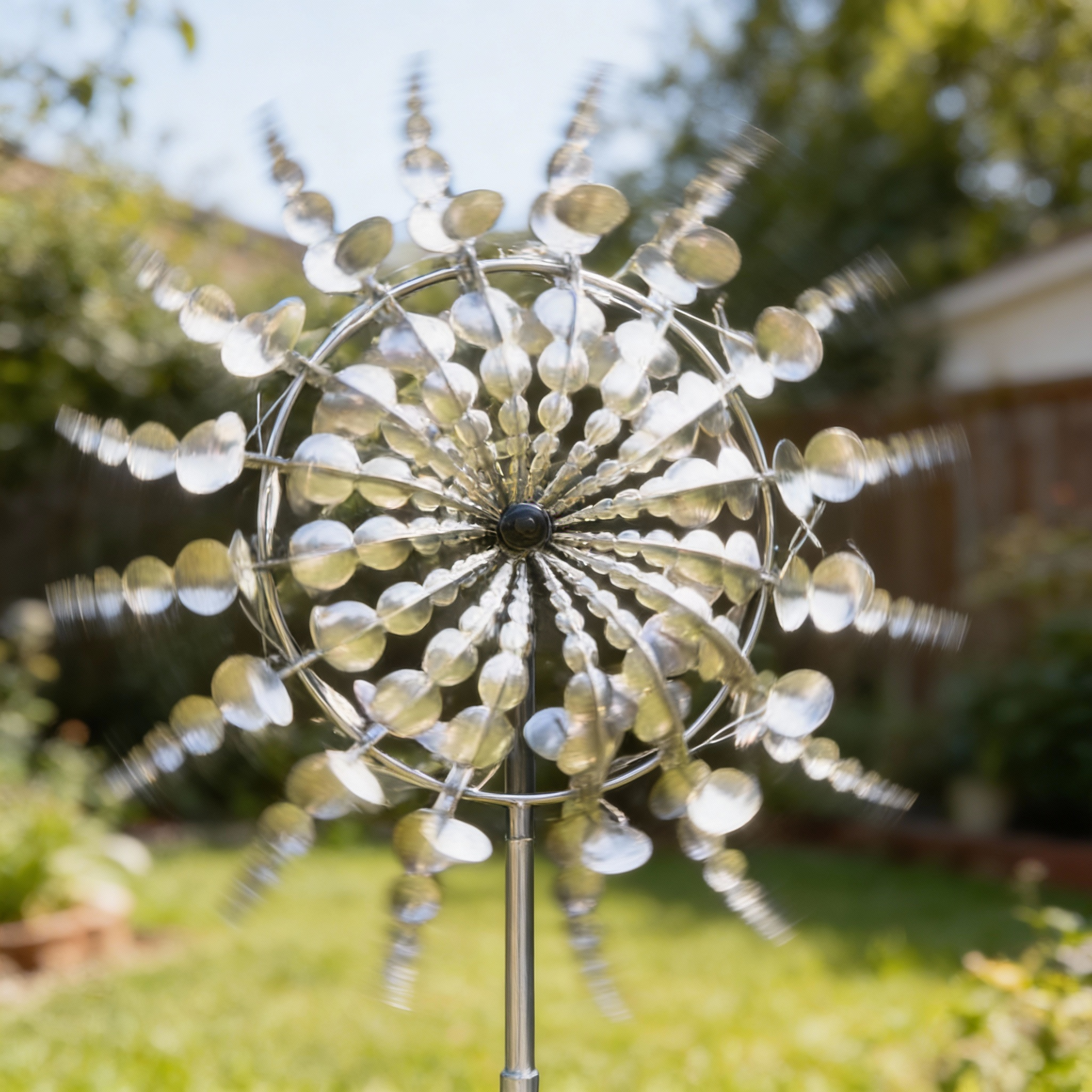 Outdoor Metal Windmill Kinetic Spinner - Powder-Coated Steel, 151 cm Height