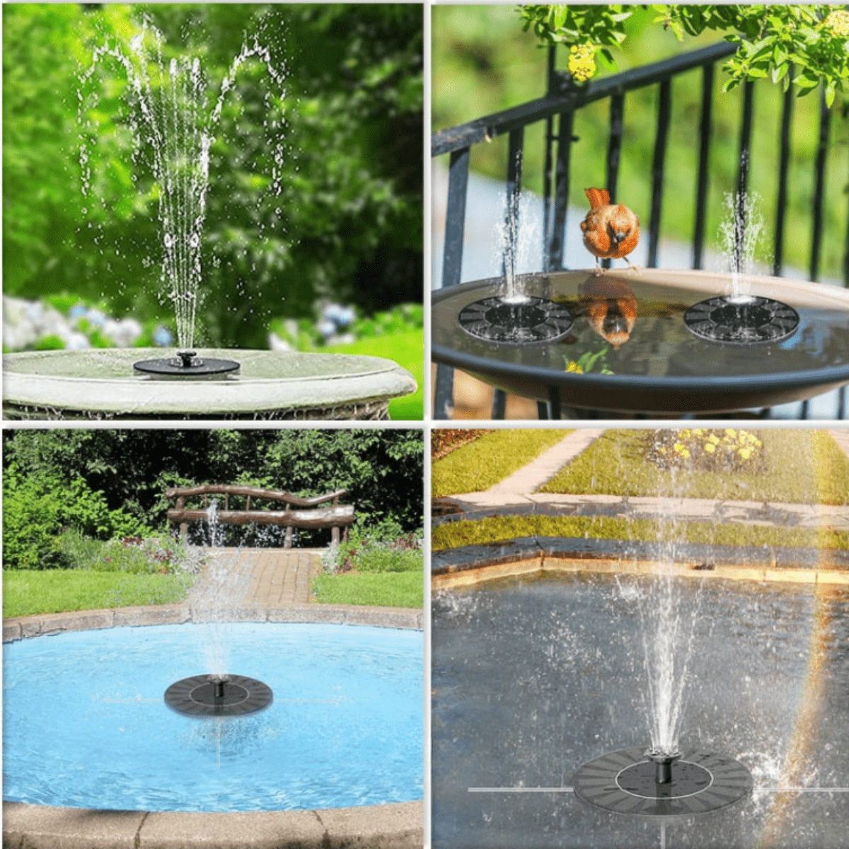 Solar Bird Fountain for Garden - Weatherproof Plastic, 70 cm, Natural Colours, view 3
